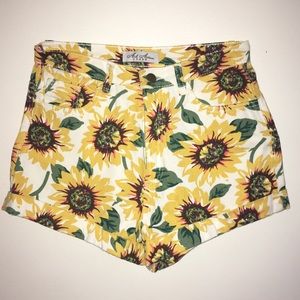 Sunflower print shorts